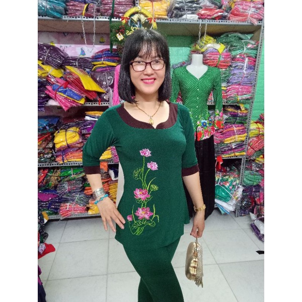 Set bộ đi chùa  thêu 2 mặt