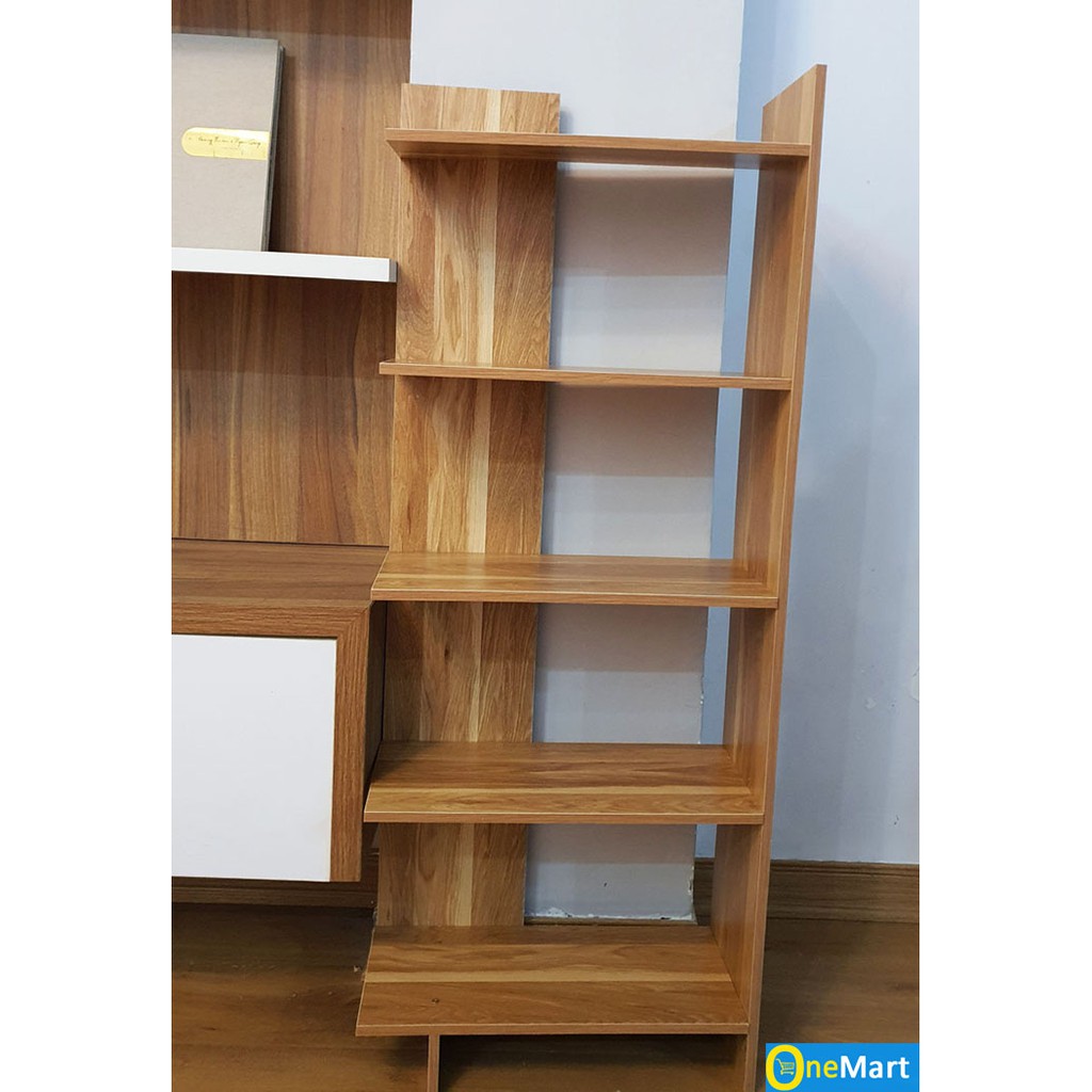 Kệ sách SEADECOR góc tường 5 tầng đa năng 40x120cm gỗ MDF cao cấp chống mối mọt, chắc chắn