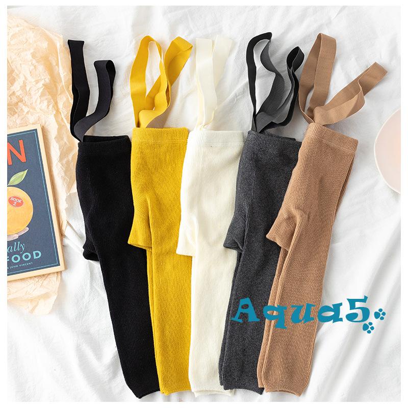 Quần legging lưng cao màu trơn thời trang cho trẻ em