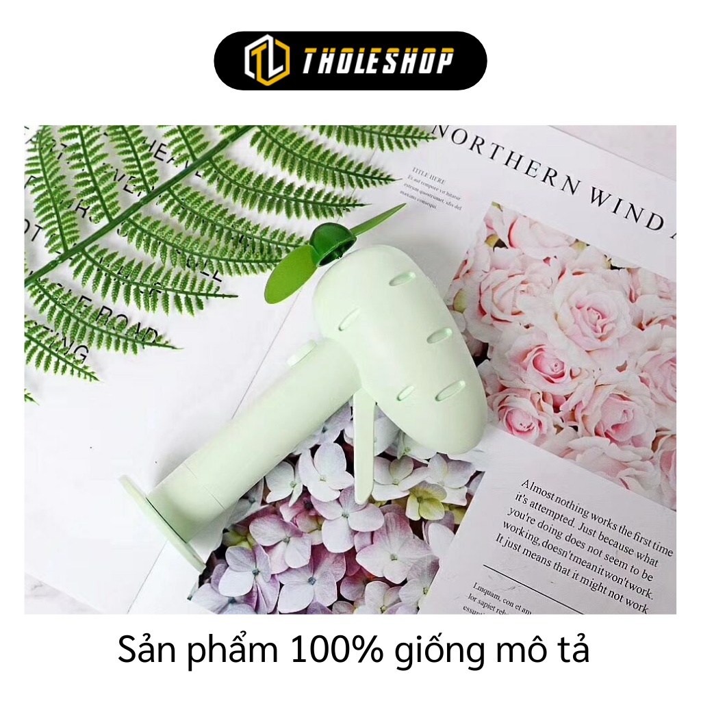 Quạt Cầm Tay - Quạt Mini Cầm Tay Hình Cà Rốt Sạc Điện, Cánh Quạt Mềm An Toàn 7050