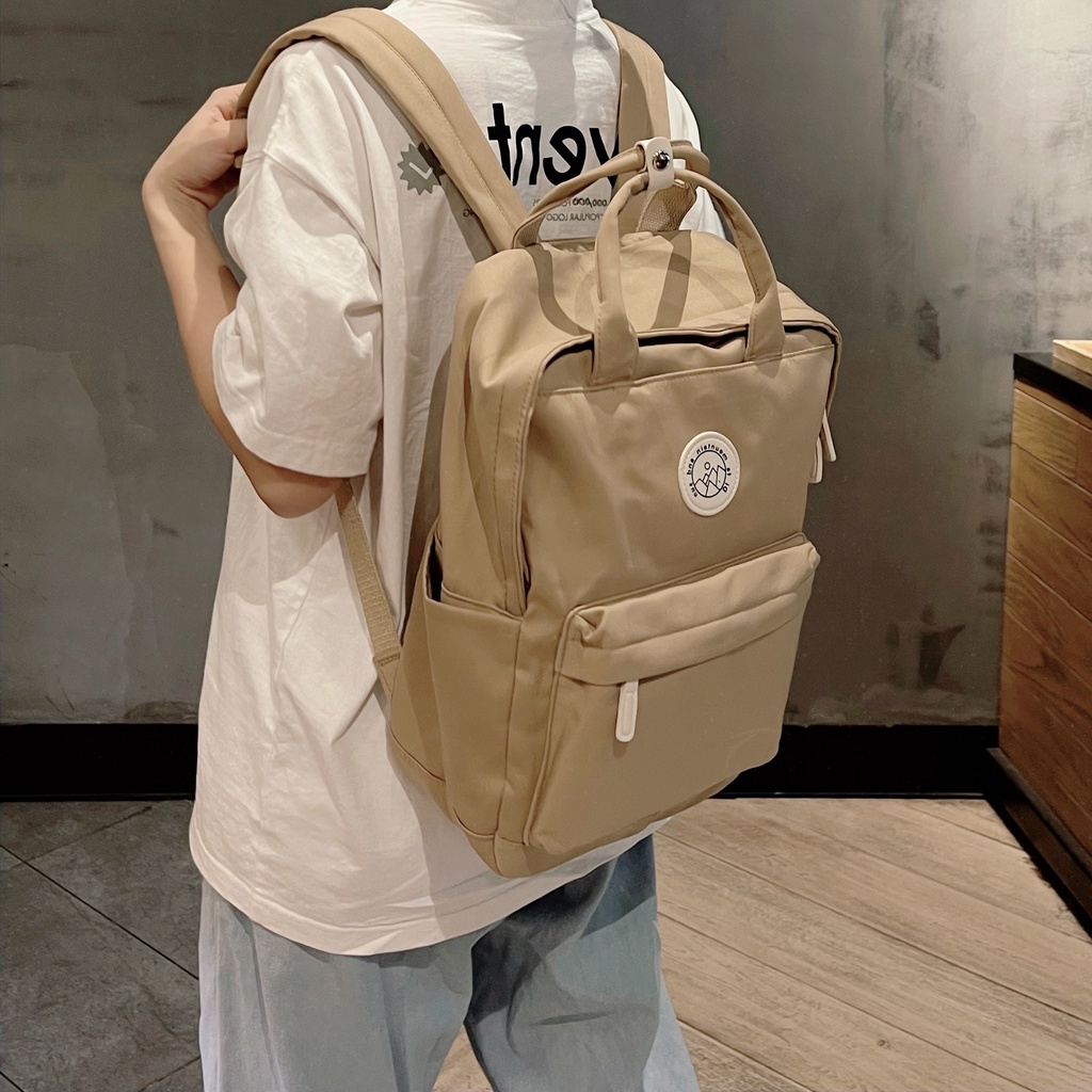 BL226/Balo màu beige thời trang dễ thương đi học đi chơi nhiều ngăn phong cách ulzzang Hàn Quốc