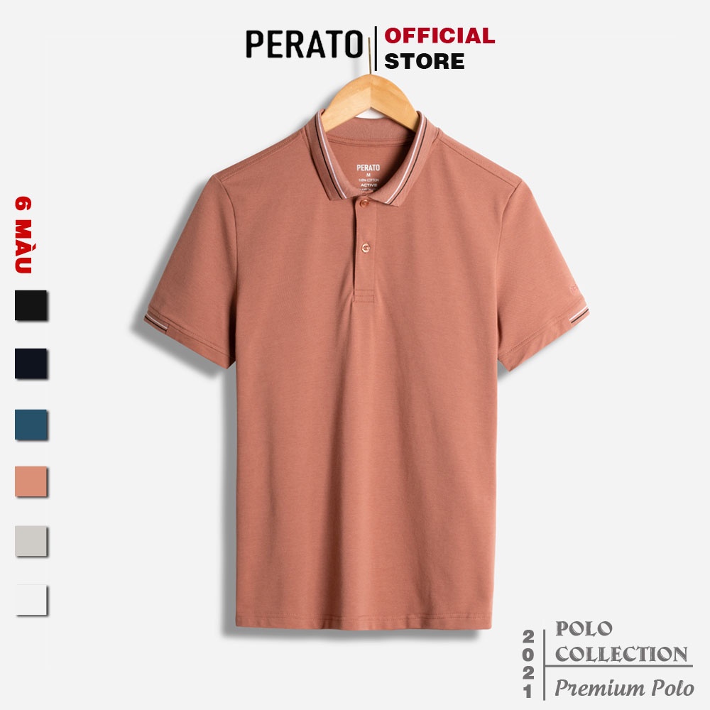 [MUA 2 GIẢM 40K] Áo Polo Nam PERATO, Chất Liệu Cotton Thoáng Mát, Thấm Hút Mồ Hôi, Phom Dáng Trẻ Trung