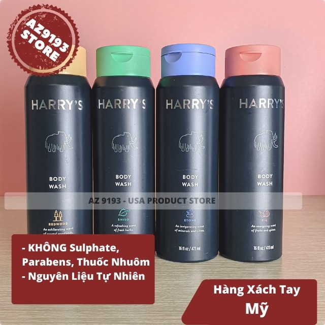 [XÁCH TAY MỸ] Sữa Tắm Harrys 473ml Xách Tay Mỹ - Hương Thơm Tự Nhiên, Nam Tính, Cao Cấp, Không Khô Da - AZ 9193