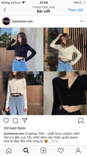 🔥Áo Croptop Gân Nút Tay Dài