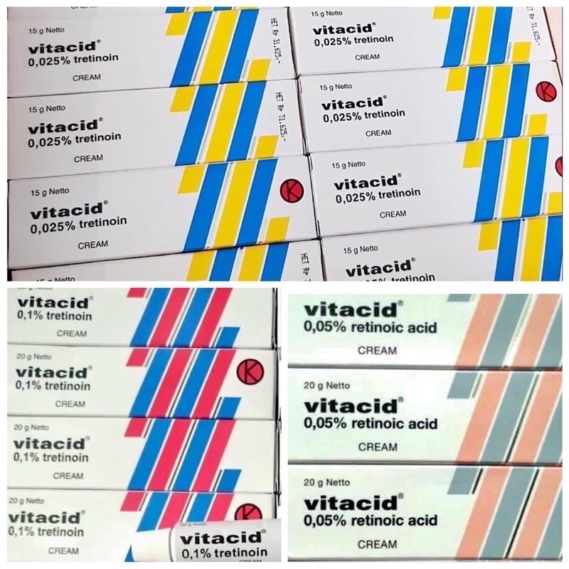 Vitacid Tretinoin Giảm Mụn_Chống Lão Hoá (Tuýp 15g - 20g, Dạng Cream &amp; Gel)