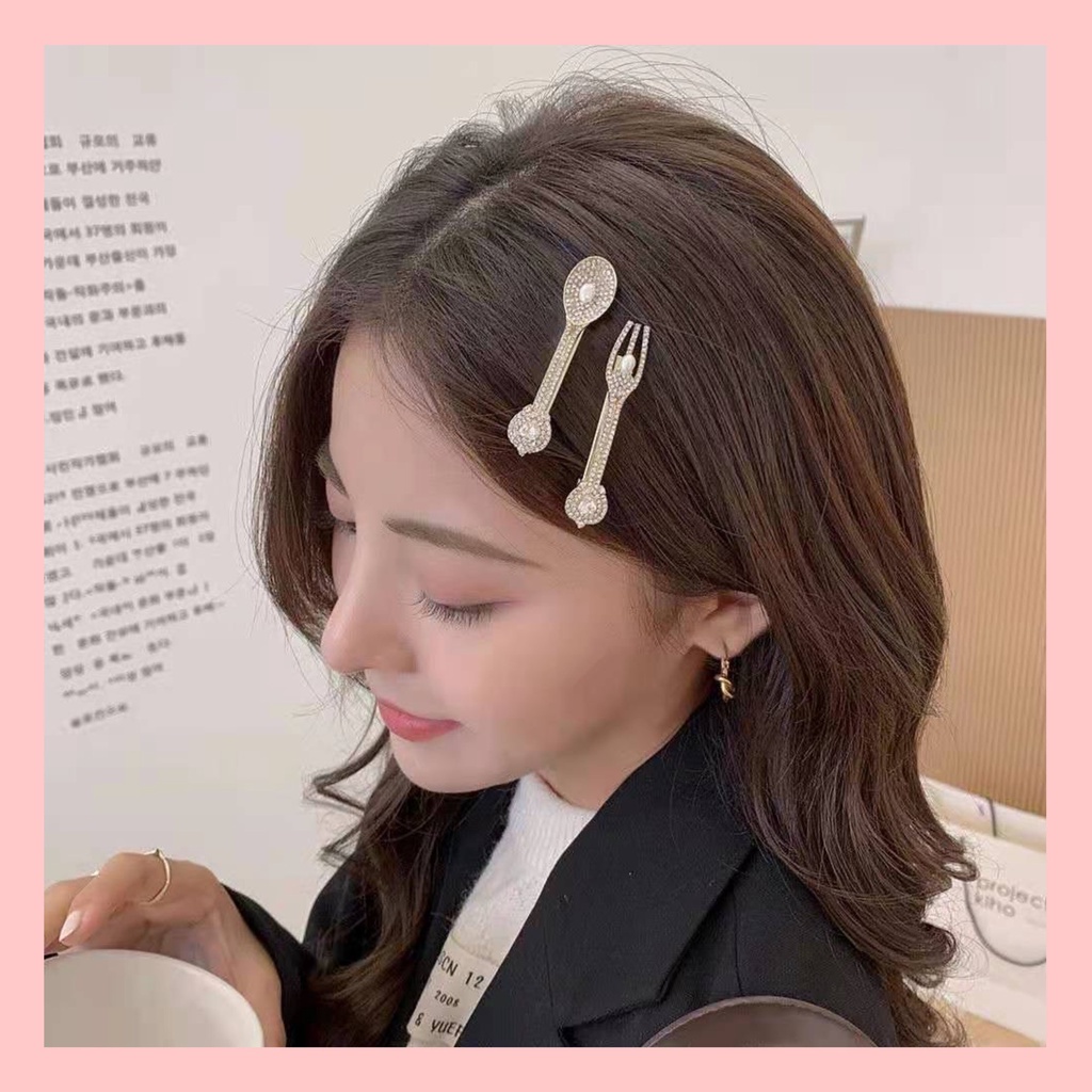 Kẹp Tóc Hot Trend Hình Muỗng Và Nĩa Phong Cách Hàn Quốc Ins Thời Thượng Mã Số Mona 001.