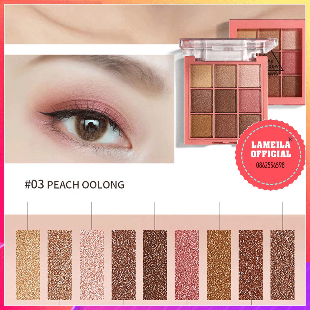 Bảng phấn mắt Lameila Eye Shadow tông cam đất cam đào P0137