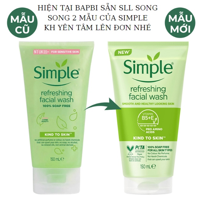 Sữa Rửa Mặt Simple Gel kind To Skin 150ml Chính Hãng Cho Da Dầu