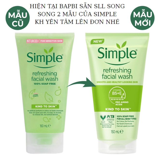 sữa Rửa Mặt Simple Gel kind To Skin 150ml Chính Hãng Cho Da Dầu