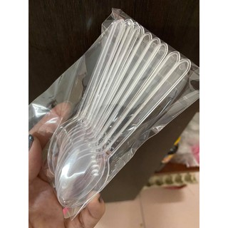 Muỗng nhựa cứng mica 12cm (Set 10c) ăn chè chen, kem, bánh...