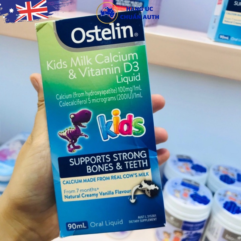 Canxi Ostelin dạng nước cho bé Ostelin Kids Milk Calcium & Vitamin D3 Liquid 90mL