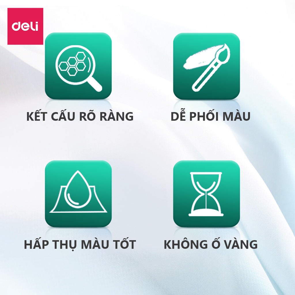 Giấy Vẽ Màu Nước Deli - 300gsm Tệp 16 tờ, dày dặn, độ loang tốt thích hợp với nhiều kỹ thuật - EC270