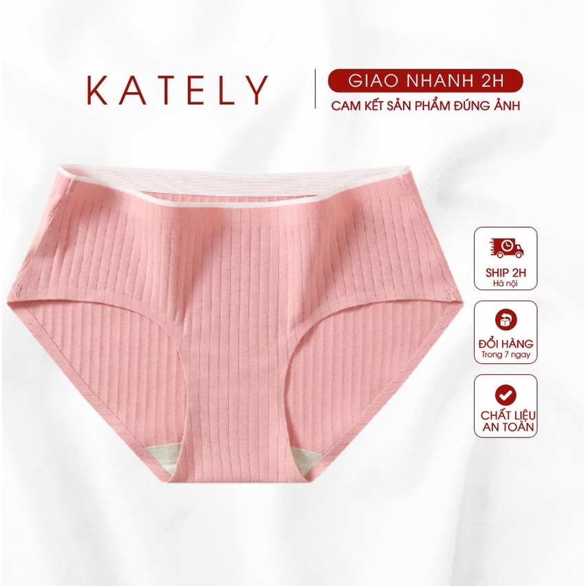 Quần lót nữ organic cotton Kately gân tăm, thấm hút tốt, siêu thoáng khí, màu trơn basic QL005