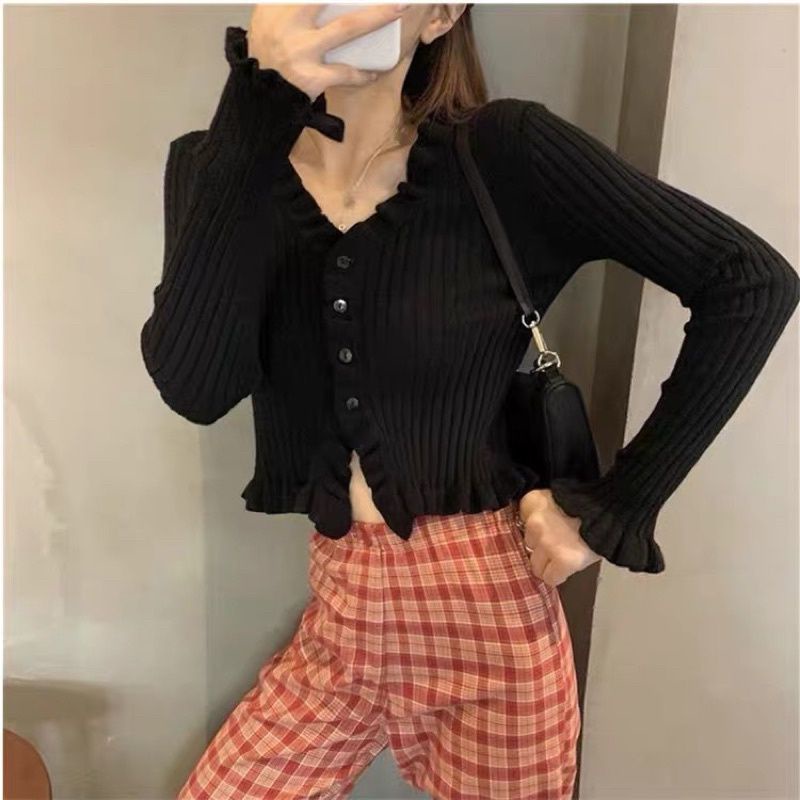 Áo len tay dài viền bèo 🌸