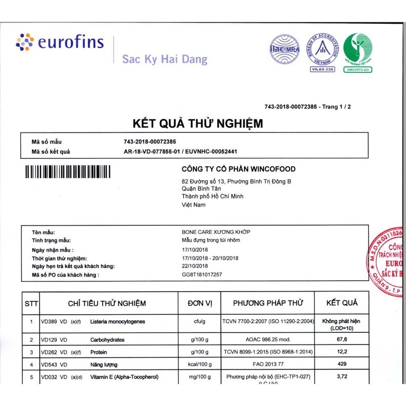 Sữa BoneCare Xương Khớp  Lon 850g  Chính hãng