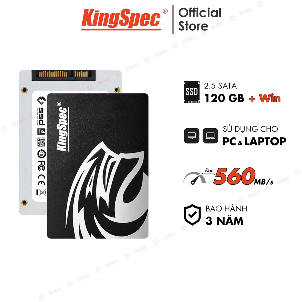 [Mã BMBAU300 giảm 10% đơn 499K] Ổ cứng SSD KingSpec 120GB cài sẵn Win 10 , SATA 2.5 | P4 120 Hàng Chính Hãng