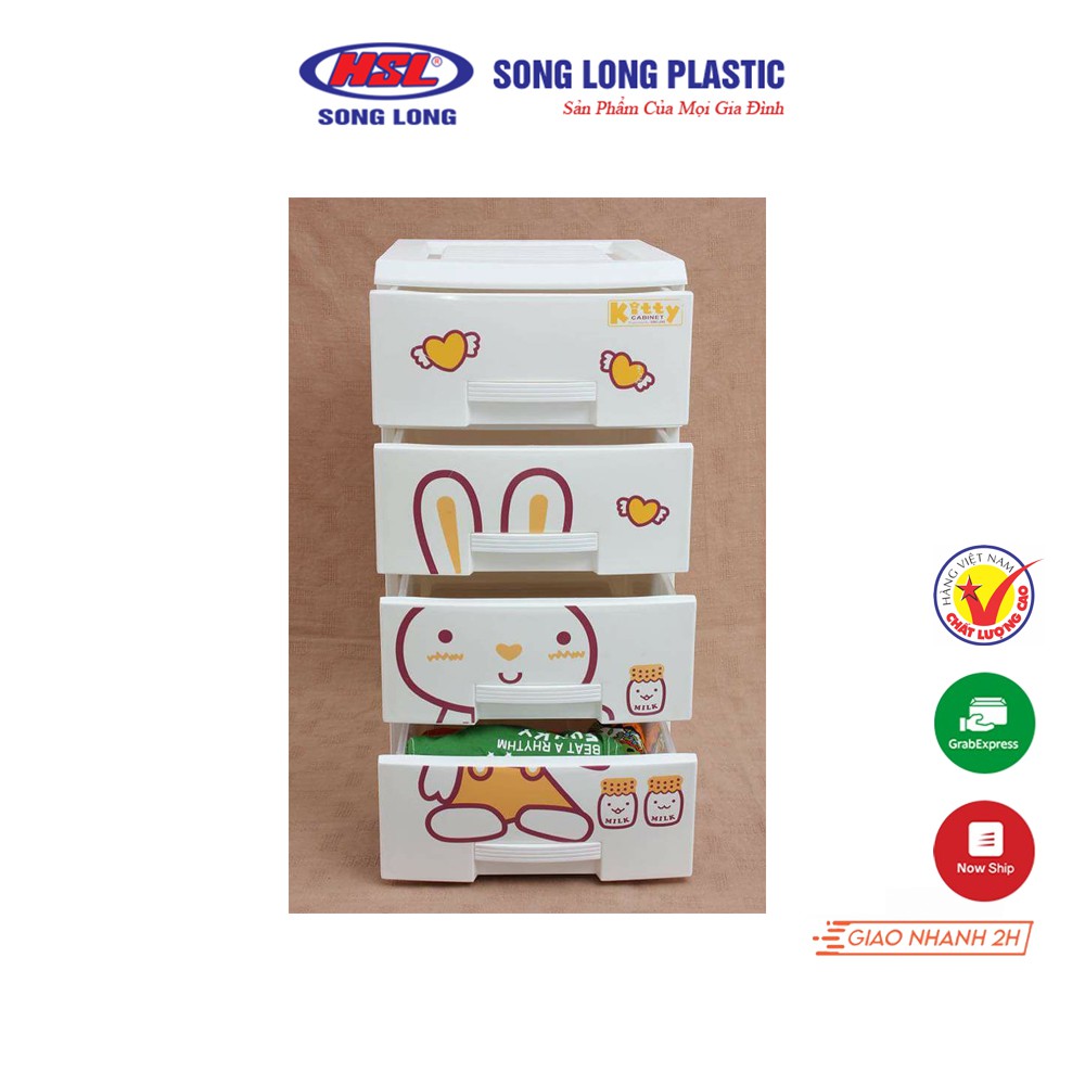 Tủ Nhựa Kitty 4 Tầng Song Long Plastic -  Cỡ Nhỏ Đựng Đồ Trẻ Em, Trẻ Sơ Sinh