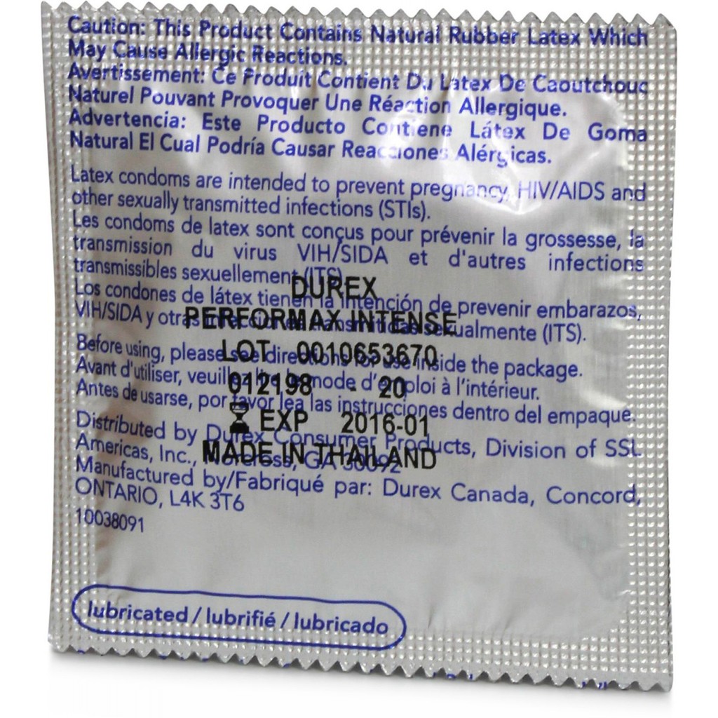 Bao cao su cao cấp kéo dài thời gian quan hệ Durex Performax Intense 3 cái [HÀNG MỸ]