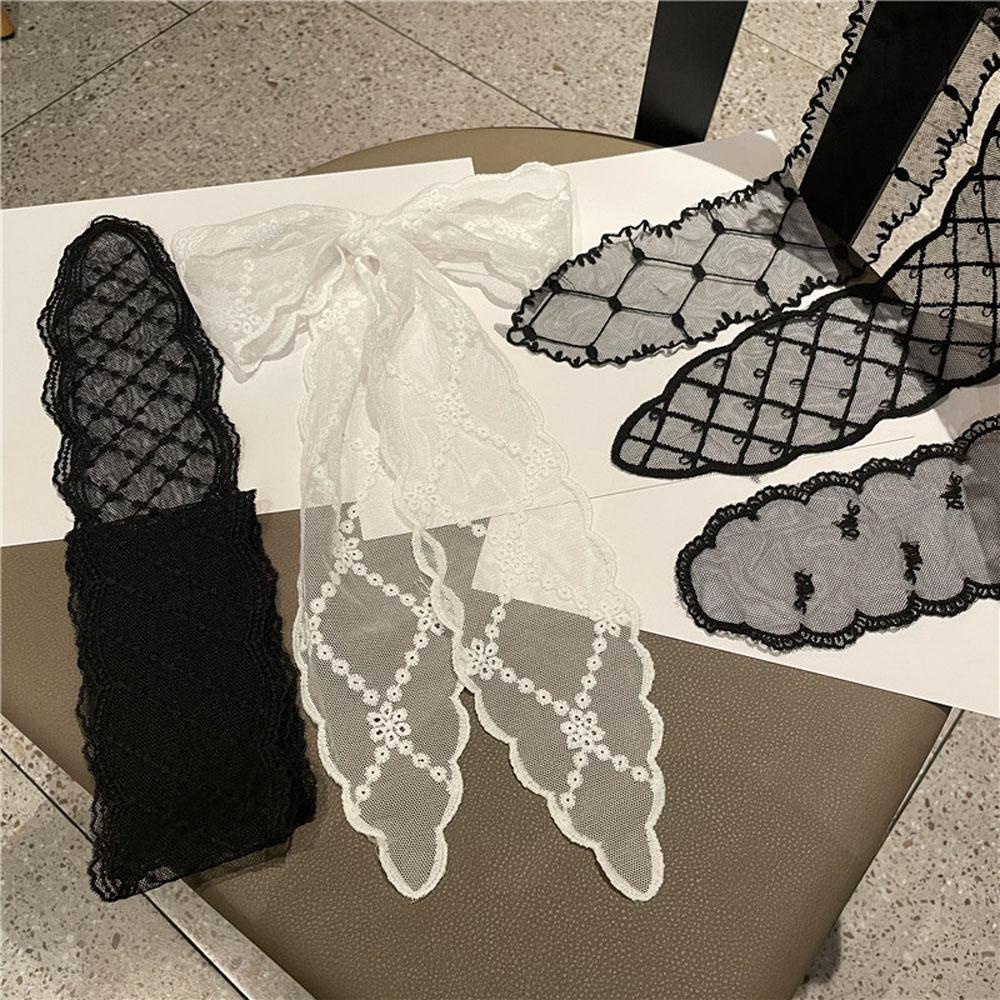 Dây Buộc Tóc Organza Màu Trắng Đen Phong Cách Hàn Quốc