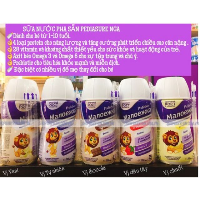 (Sỉ_ lẻ) Sữa nước pha sẵn Pedia Sure xách tay Nga -Lon 200ml