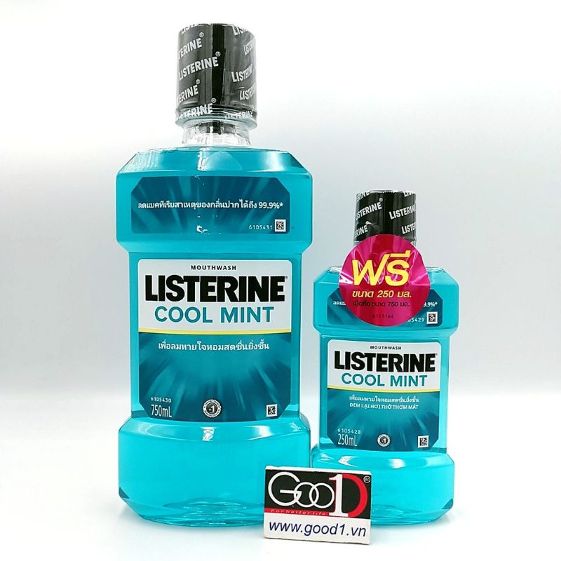 Combo 2 Chai Nước Súc Miệng Listerine Thái Lan 750ml +250ml Chuẩn