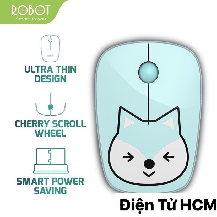 Chuột Quang Không Dây 2.4GHz ROBOT M220 Khoảng Cách Tín Hiệu 20m Công Nghệ Cảm Biến Quang Học 1600DPI - BH 12 THÁNG