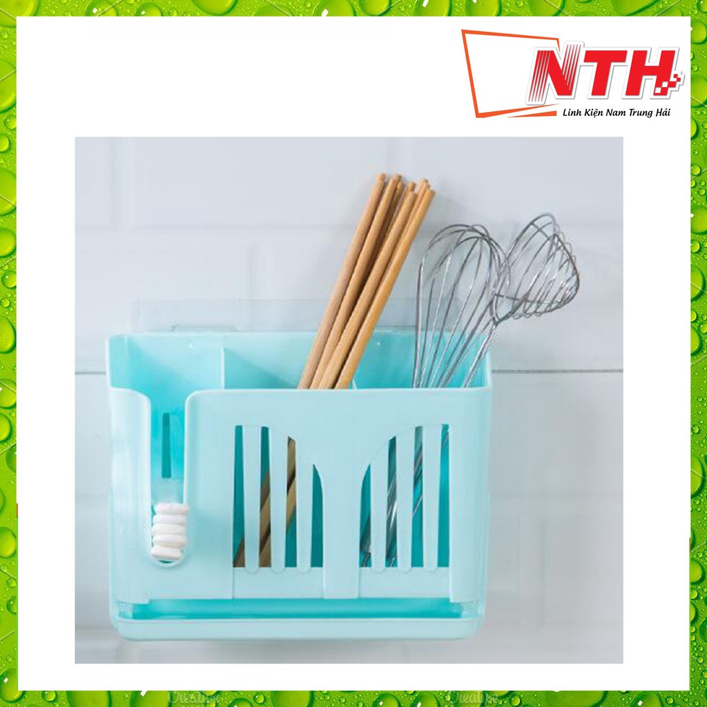 Hộp đựng đũa muỗng có lỗ thoát nước dán tường