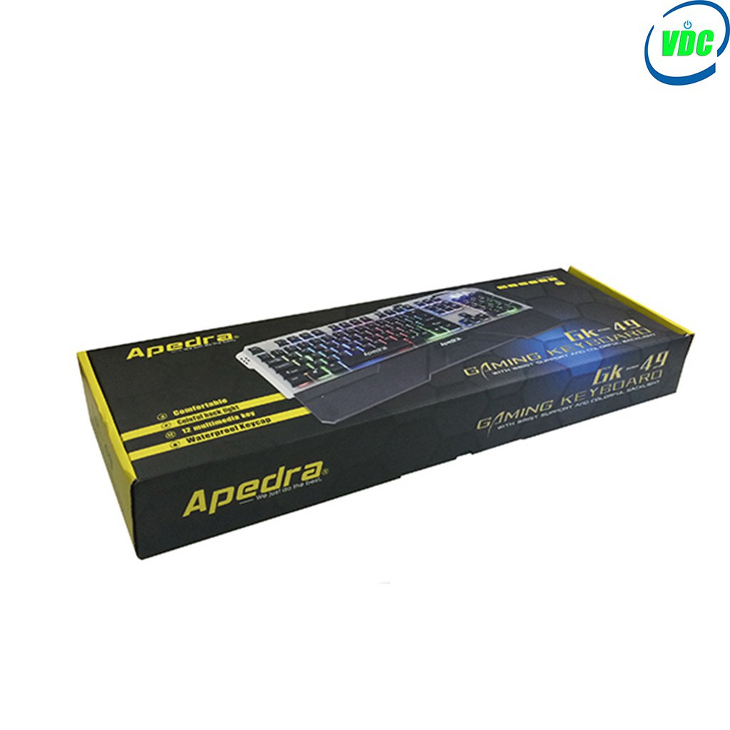 Bộ phím chuột Gaming Apdra GK49 + A5 - Led Rainbow - Chuột A5 Led RGB - Có kê tay | BigBuy360 - bigbuy360.vn