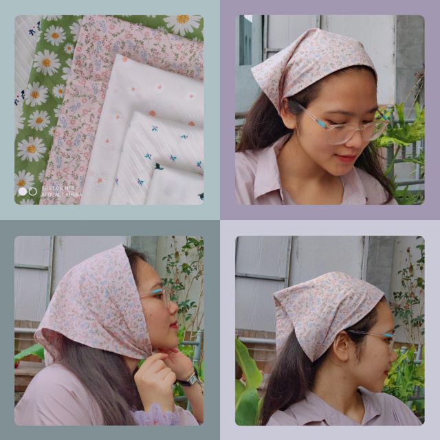 Khăn Bandana phong cách vintage nhiều họa tiết siêu xinh - Khăn vải đa năng thời trang nam nữ - Phụ kiện tóc hottrend