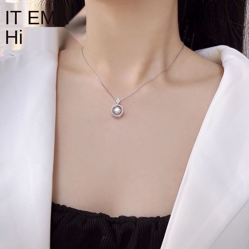 Vòng cổ Moissanite Ngọt ngào mát mẻ Cô gái cá tính thời thượng Sterling Silver Light Sang trọng Niche Dây chuyền