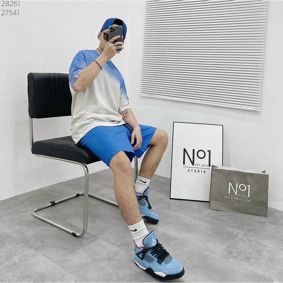 Bộ Quần Áo Loang Phối 2 Màu ❤ Set Áo Thun Tay Lỡ Quần Short Ống Rộng Nam Nữ MND180