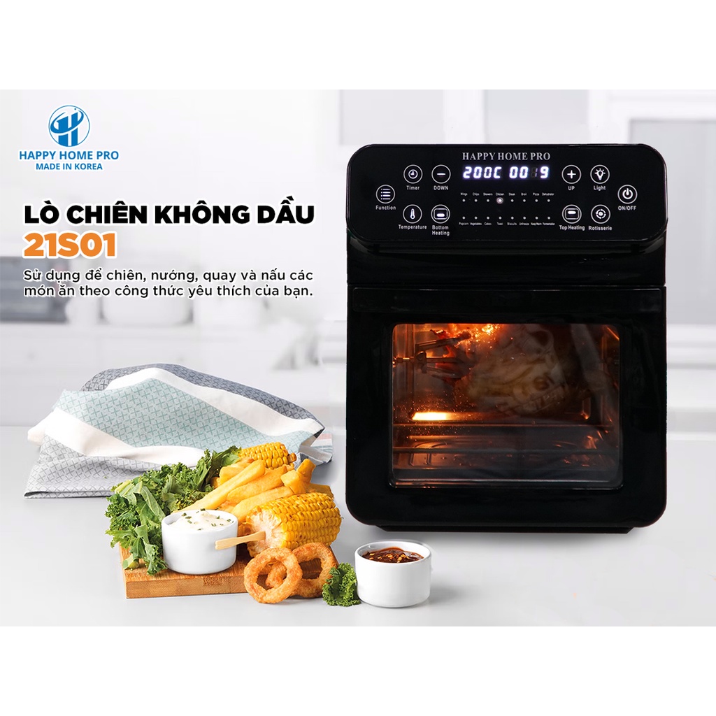 Nồi chiên không dầu 15L Happyhome pro 21S01 (tặng kèm bình đun nước đa năng thông minh khử Clo 3 chức năng)