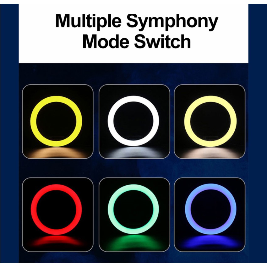 Đèn Led Livestream RGB 45CM - Đèn Led Nhiều Màu - Kẹp 3 Điện Thoại - 24 Mức Chỉnh Màu Đèn Cực Đẹp - Kèm Chân Đèn 2m1