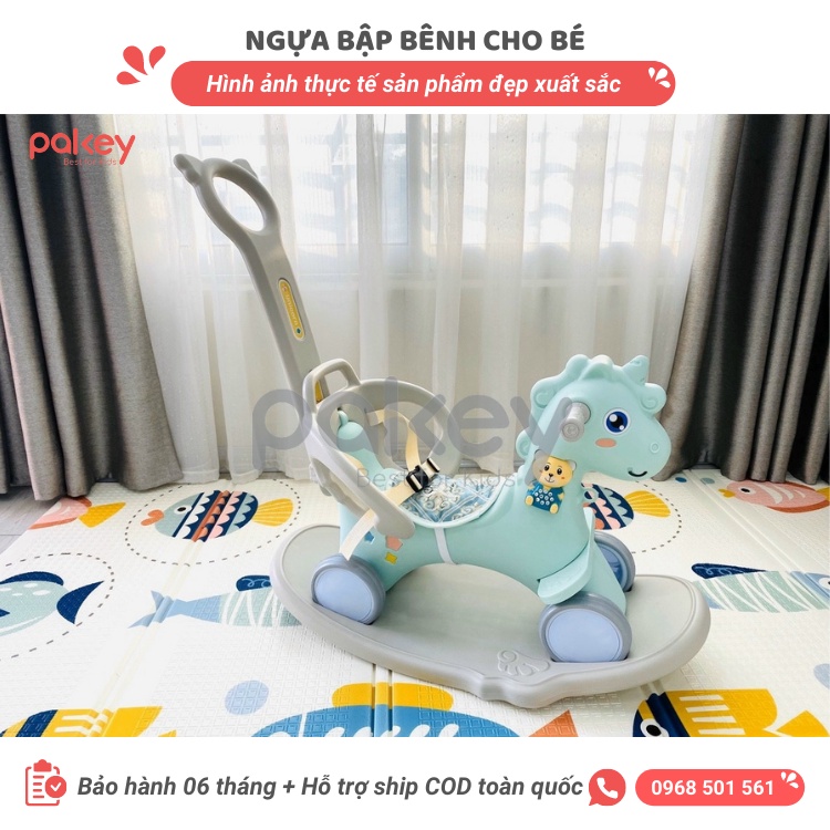 Ngựa bập bênh 3 in 1 có thể bập bênh, xe đẩy, chòi chân FULL nhạc đệm giá chắn an toàn