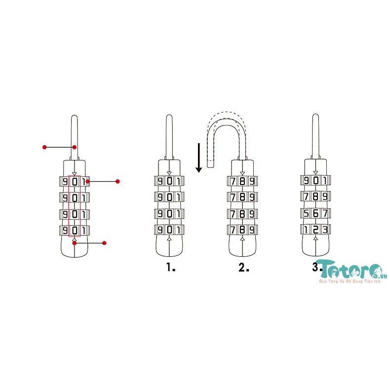 Khóa số chữ nhật quốc tế TSA 4 số