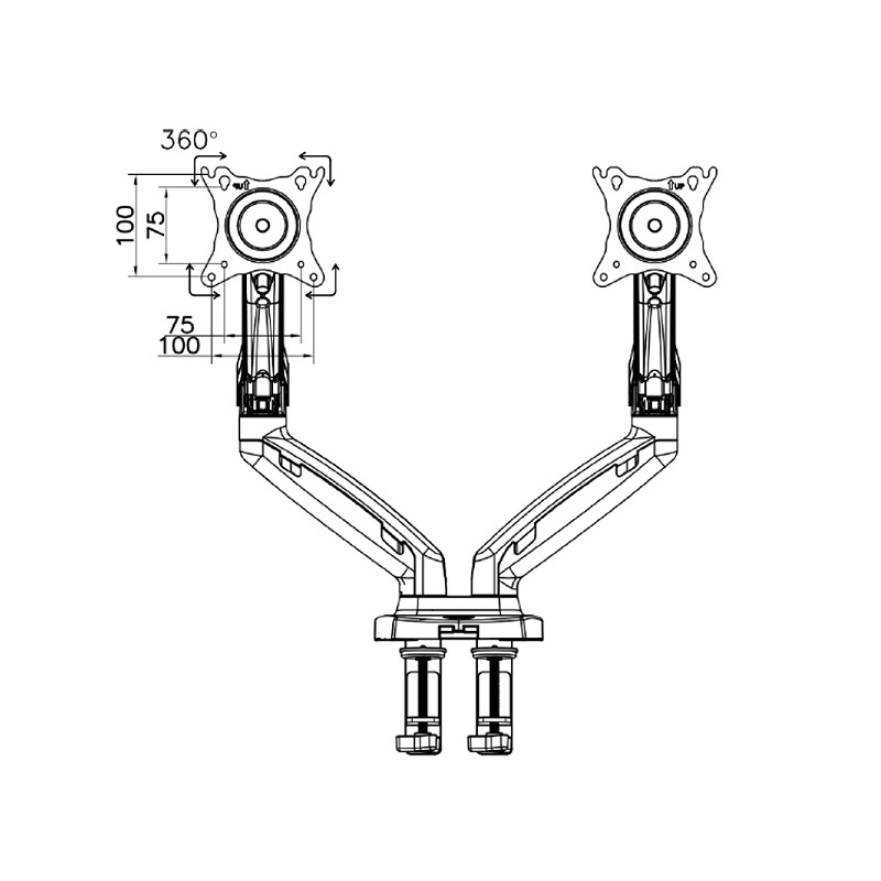 Giá treo hai màn hình NB F160  - Xoay 360 độ - Dual Arm Monitor