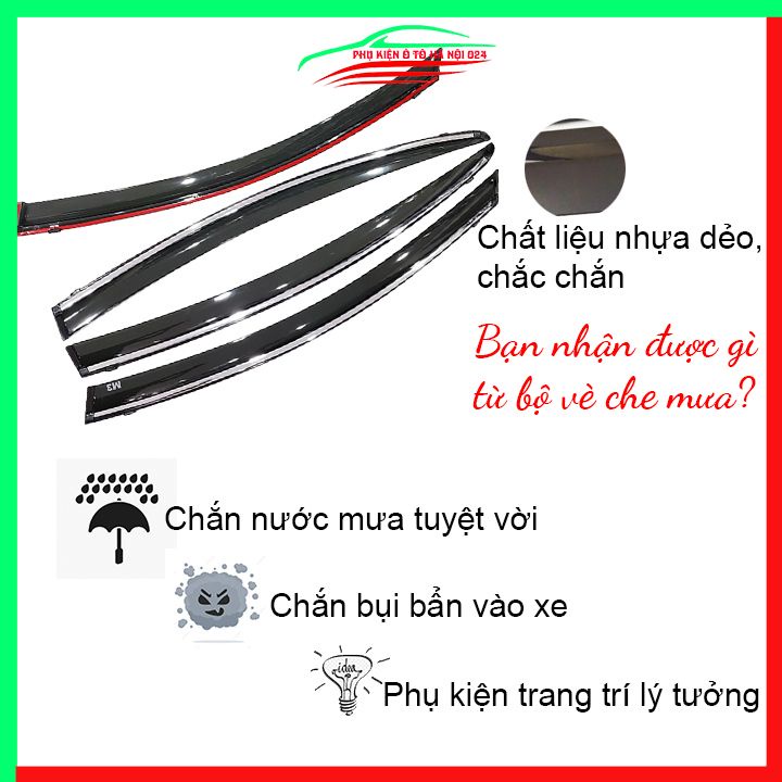 Vè che mưa cho xe ô tô Mazda 3 2020 2021 2022 chỉ mạ