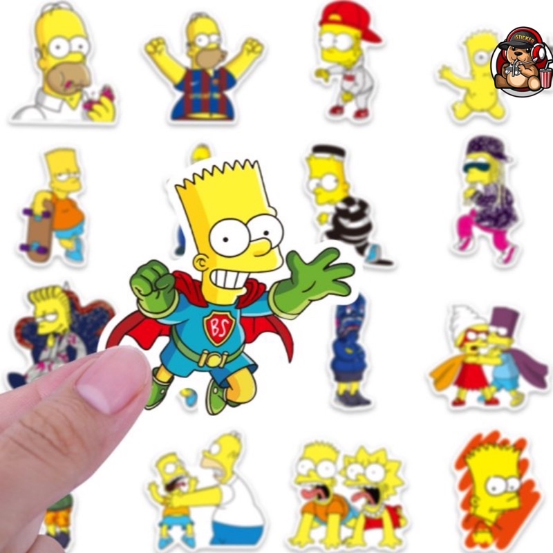 [Set 50 cái] Sticker Simpson Family 02 dễ thương chống thấm nước dán mũ nón bảo hiểm, điện thoại, laptop