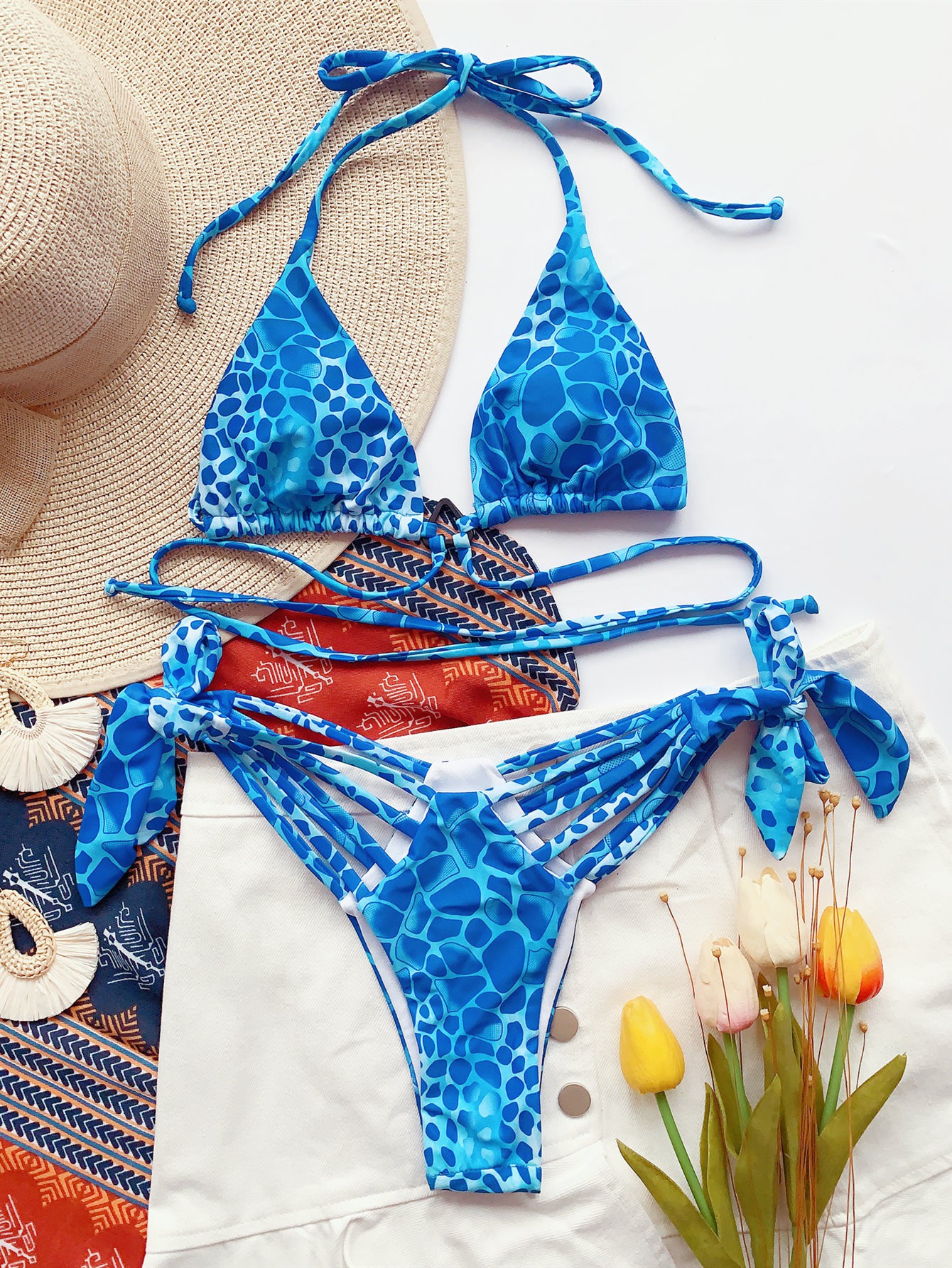 [Mã FAGREEN245 giảm 10% tối đa 30K đơn 99K] Bikini Nữ Phối Dây In Hoạ Tiết Da Báo | BigBuy360 - bigbuy360.vn
