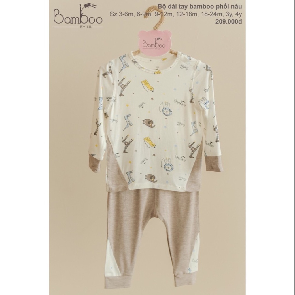 Lillte Love - Bộ dài tay vải Bamboo in họa tiếtcho bé trai, bé gái từ 6 tháng đến 4Y