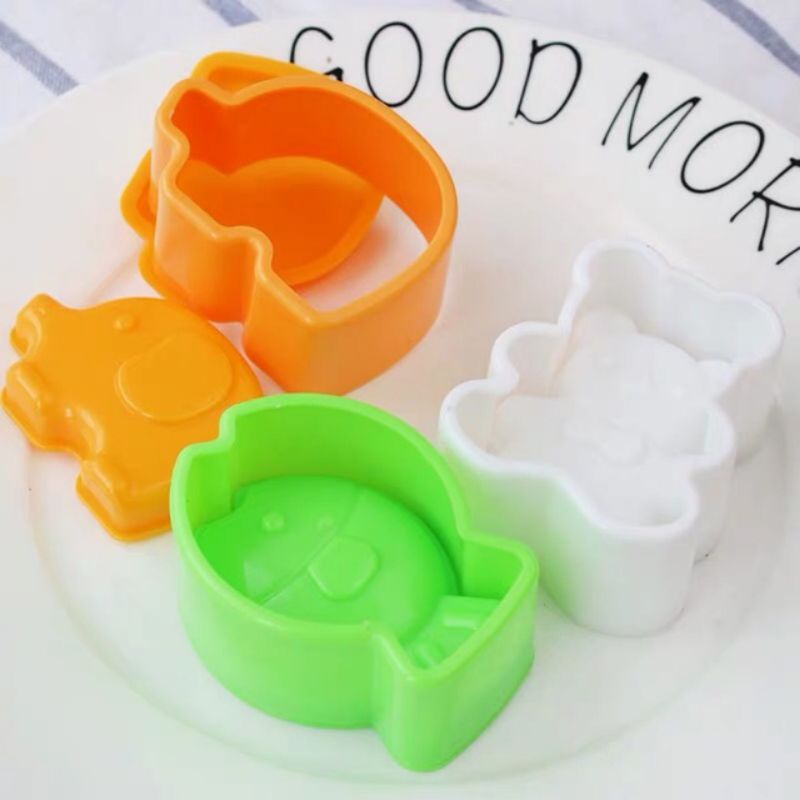 Sét 3 khuôn ép cơm bento hình voi, gấu, cá cho bé ăn dặm