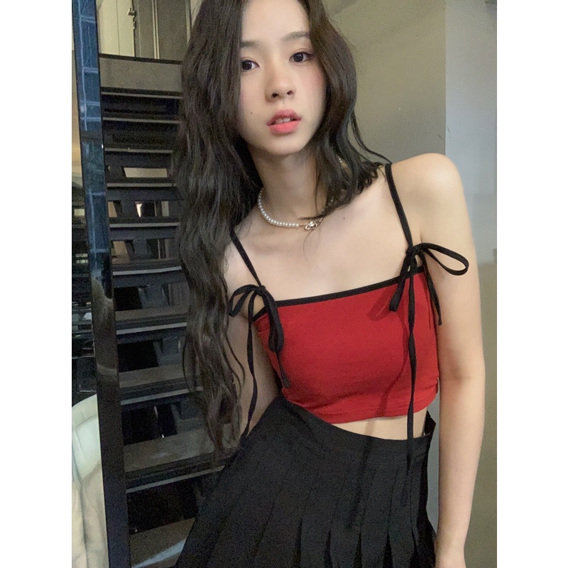 Áo Nữ Hai Dây Phối Màu Tương Phản Thời Trang Mùa Hè Mới