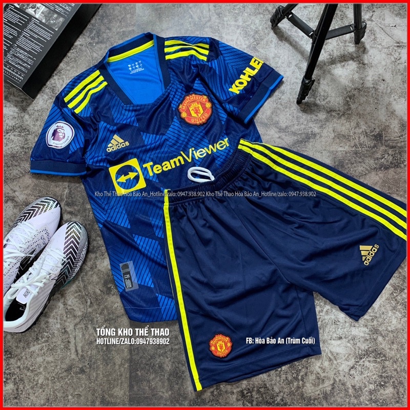 TeamView/Bộ quần áo đá banh ĐT M.U màu xanh dương mẫu mới nhất 2021/2022
