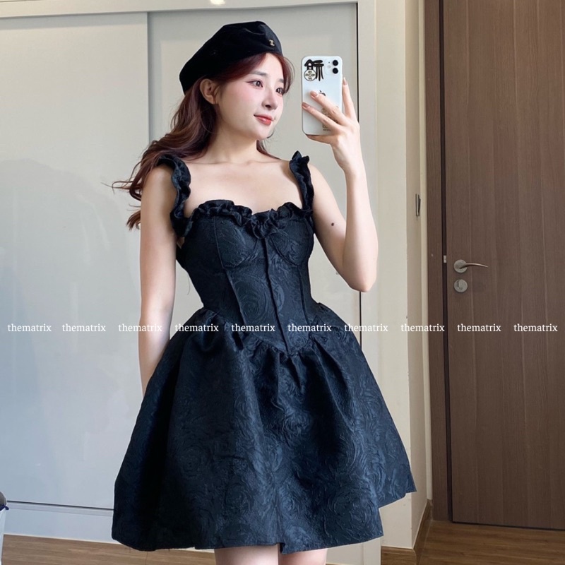 Váy gấm hoa hai dây (ảnh thật tự chụp)