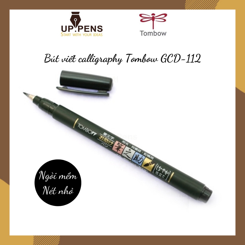 Bút lông đầu cọ viết calligraphy Tombow Fudenosuke GCD-112 – Màu đen (Black)