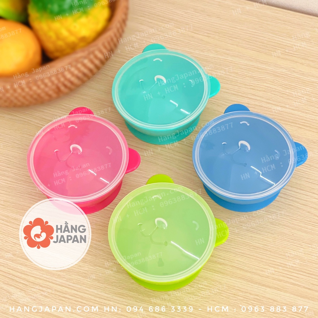 Bát ăn dặm silicon hình gấu cao cấp TGM có nắp,có đế hít chống đổ cho bé