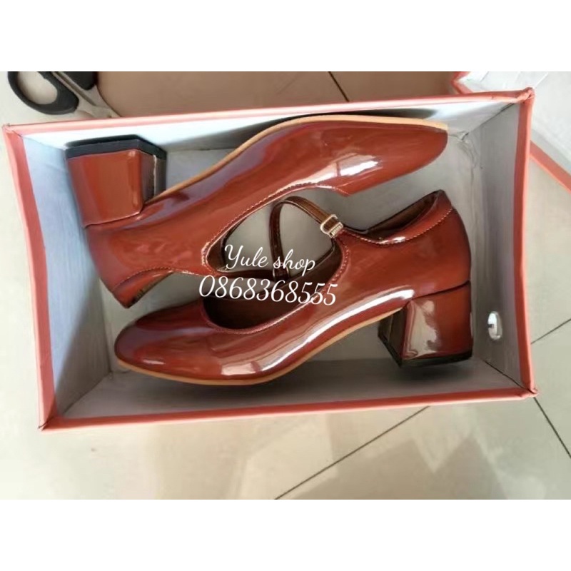 Giày Mary Jane Vintage 5cm da bóng có sẵn hàng loại mới