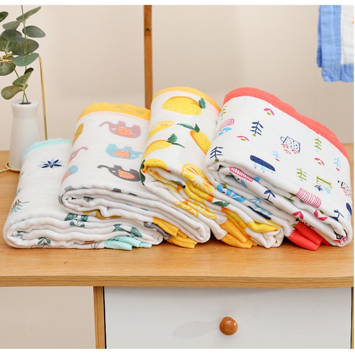 Chăn Hè Sợi Tre Eden Cho Bé-KILUTA-Mền Cho Bé-Chăn Xô 6 Lớp Siêu Mềm Bo Viền Cho Bé 120cm.120cm