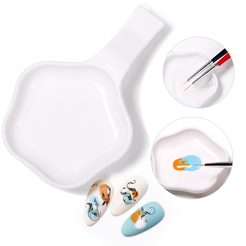 Khay nhựa UR SUGAR hình bông hoa màu trắng/ đen trưng bày móng tay nghệ thuật