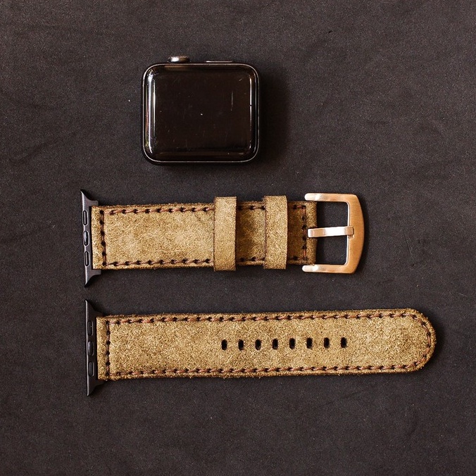 Dây đồng hồ Apple Watch , Iwatch Da Bò Lộn Xanh RAM Leather Bauhaus Bền Đẹp